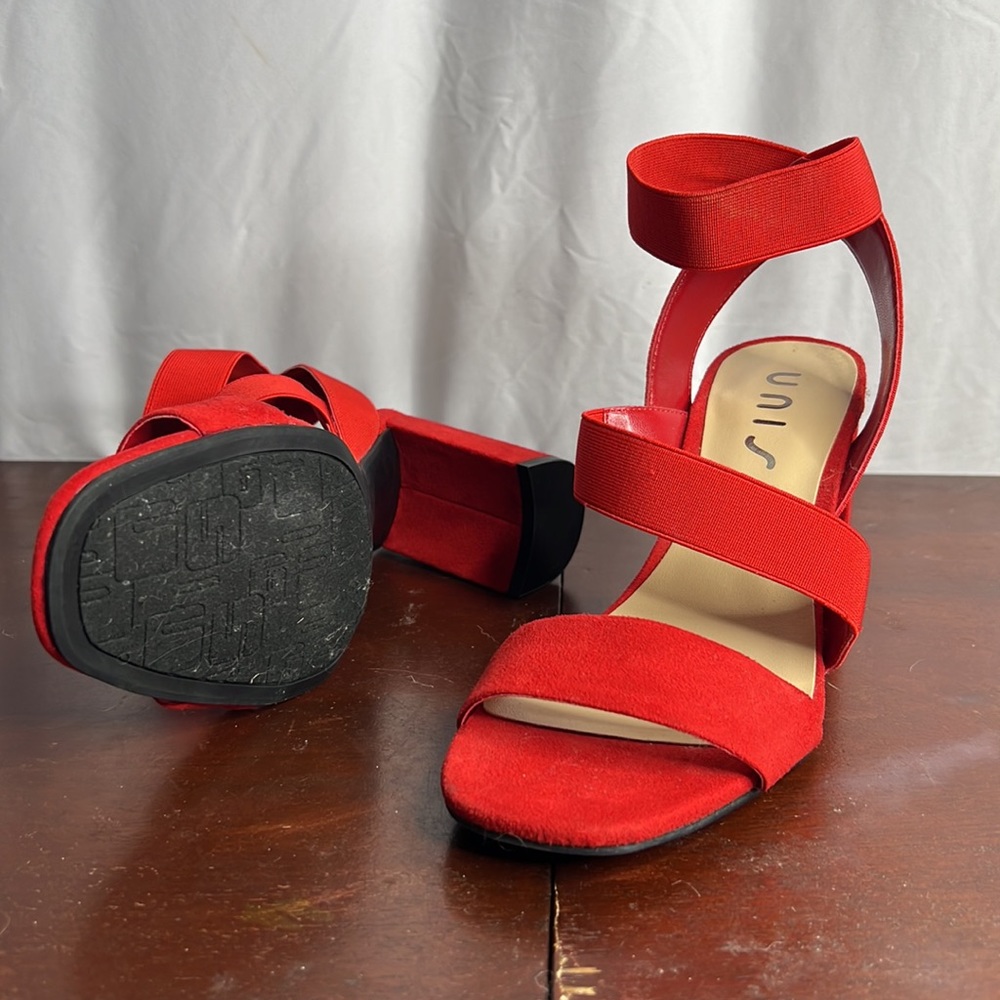 7.5 Red Open Toe Heels - image 2